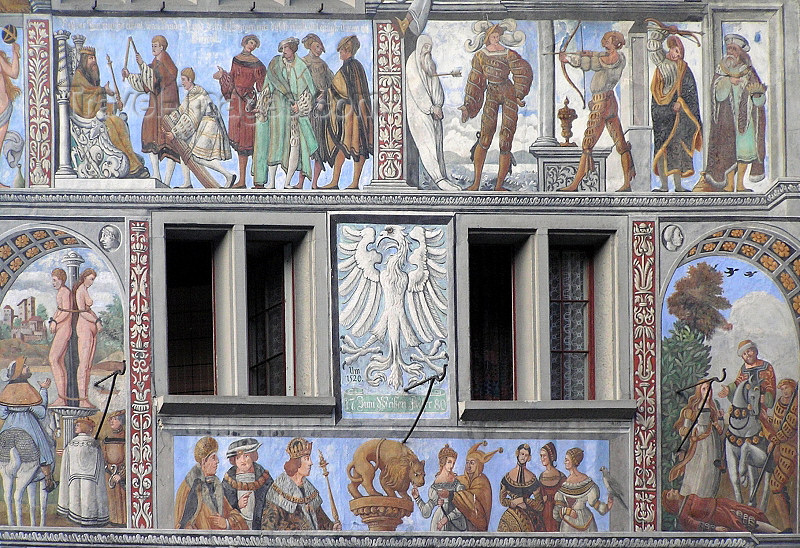 switz347: Switzerland - Stein am Rhein - canton of Schaffhausen: Weisser Adler building - mural -detail - photo by J.Kaman - (c) Travel-Images.com - Stock Photography agency - Image Bank