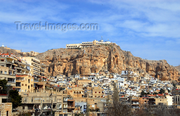 syria113: Syria - Maalula: the town - where Aramaic, the language of Christ, is still spoken - Hotel Maaloula on the top of the cliff - photographer: M.Torres - (c) Travel-Images.com - Stock Photography agency - Image Bank