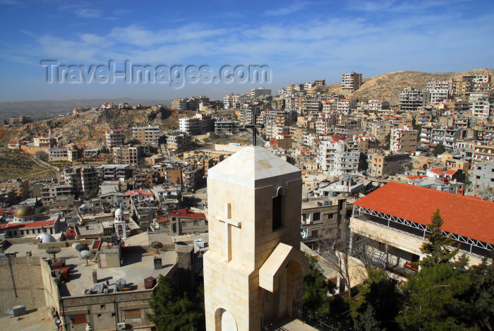 syria119: Syria - Saidnaya / Seydnaya - Rif Dimashq governorate: the town from the monastery - convent lift tower in the foreground - photographer: M.Torres - (c) Travel-Images.com - Stock Photography agency - Image Bank