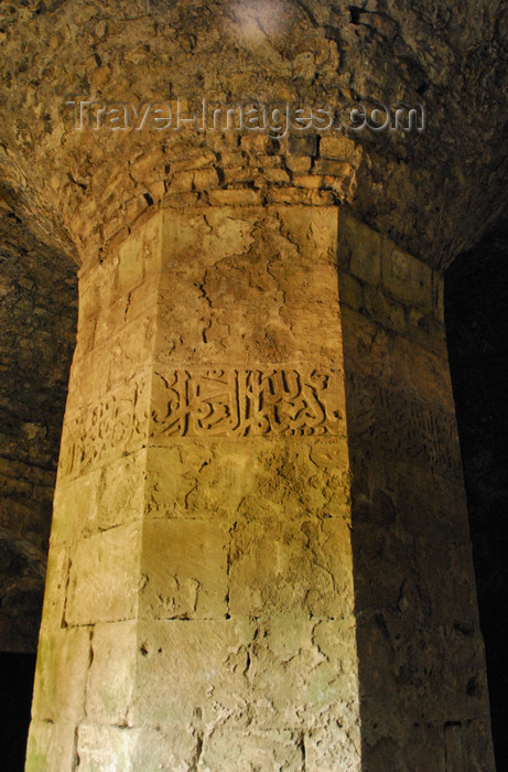 syria204: Crac des Chevaliers / Hisn al-Akrad, Al Hosn, Homs Governorate, Syria: column with Arabic inscription - UNESCO World Heritage Site - photo by M.Torres /Travel-Images.com - (c) Travel-Images.com - Stock Photography agency - Image Bank