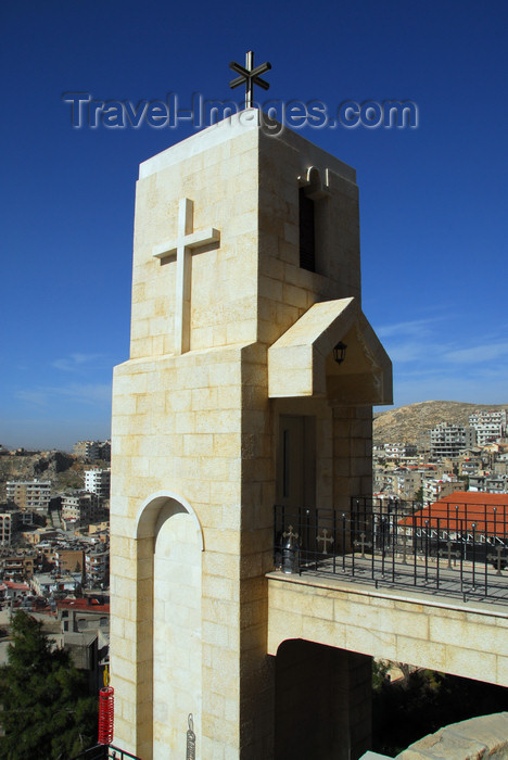 syria238: Saidnaya / Seydnaya - Rif Dimashq governorate, Syria: Holy Patriarchal Convent of Our Lady of Saidnaya - lift tower - photo by M.Torres / Travel-Images.com - (c) Travel-Images.com - Stock Photography agency - Image Bank