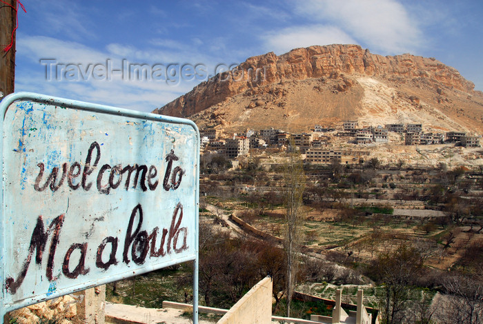 syria262: Maaloula - Rif Dimashq governorate, Syria: welcome - town limits - photo by M.Torres / Travel-Images.com  - (c) Travel-Images.com - Stock Photography agency - Image Bank