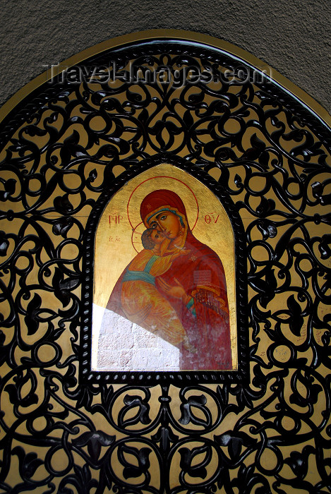 syria53: Syria - Seidnaya: icon at the monastery - the Virgin with baby Jesus - undergoing restauration - photo by M.Torres - (c) Travel-Images.com - Stock Photography agency - Image Bank