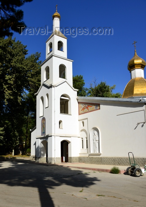 tajikistan15: Dushanbe, Tajikistan: Russian Orthodox Cathedral of St Nicholas - white bell-tower and golden dome - photo by M.Torres - (c) Travel-Images.com - Stock Photography agency - Image Bank