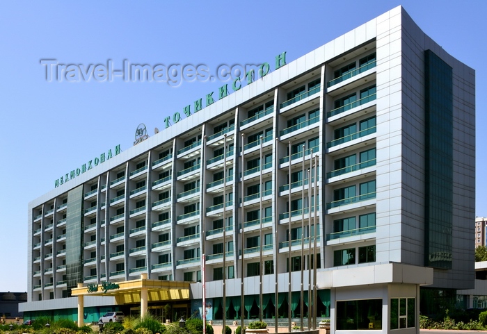 tajikistan53: Dushanbe, Tajikistan: Tajikistan hotel, Ismail Somoni avenue - the Soviet building received a modern face-lift - photo by M.Torres - (c) Travel-Images.com - Stock Photography agency - Image Bank