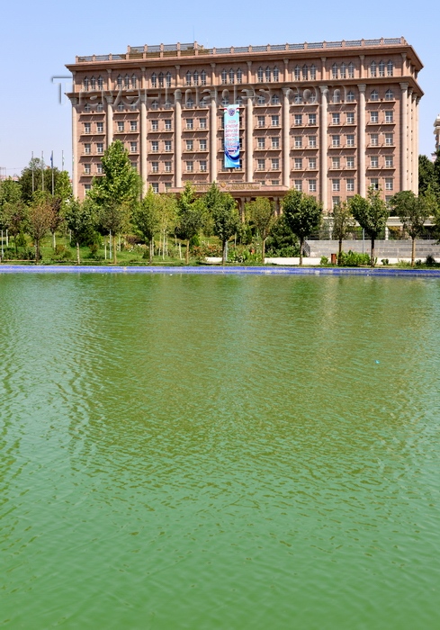 tajikistan56: Dushanbe, Tajikistan: Ministry of Foreign Affairs of Tajikistan seen from the pond on Flag Park - photo by M.Torres - (c) Travel-Images.com - Stock Photography agency - Image Bank
