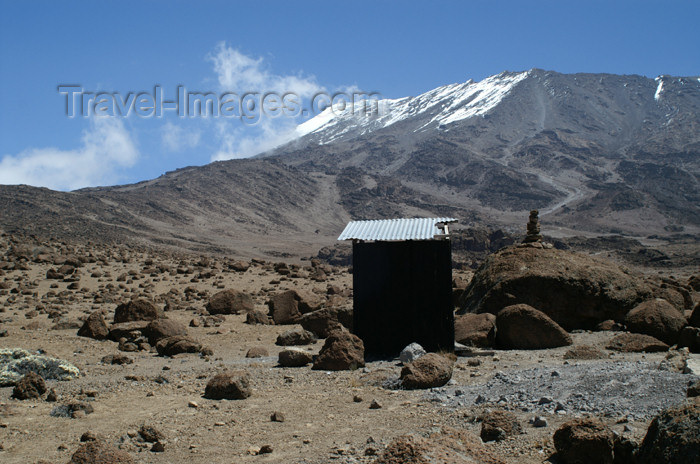 tanzania63: Tanzania - Kilimanjaro NP: Marangu Route - day 4 - Mount Kilimanjaro, toilet stop with a view on Kibo - photo by A.Ferrari - (c) Travel-Images.com - Stock Photography agency - Image Bank