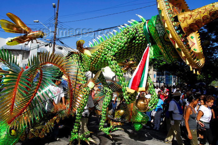 trinidad-tobago122: Port of Spain, Trinidad and Tobago: green reptile with a sombrero - Carnival in Port of Spain - photo by E.Petitalot - (c) Travel-Images.com - Stock Photography agency - Image Bank