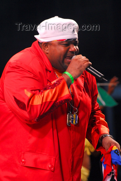 trinidad-tobago133: Port of Spain, Trinidad and Tobago: fat man is singing during the carnival - rapper - photo by E.Petitalot - (c) Travel-Images.com - Stock Photography agency - Image Bank