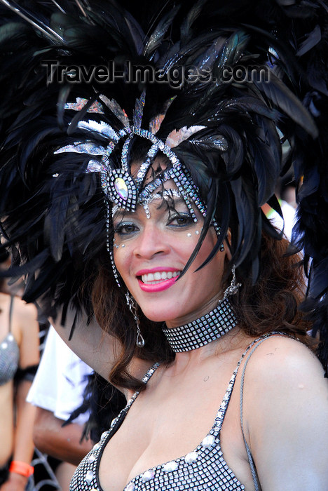 trinidad-tobago145: Port of Spain, Trinidad and Tobago: Trinidad girl with black feathers on the head during carnival - photo by E.Petitalot - (c) Travel-Images.com - Stock Photography agency - Image Bank