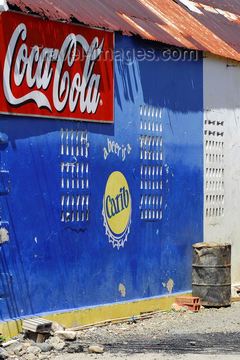 trinidad-tobago38: Scarborough, Tobago: drink advertising on wall - Coke and Carib beer - photo by E.Petitalot - (c) Travel-Images.com - Stock Photography agency - Image Bank