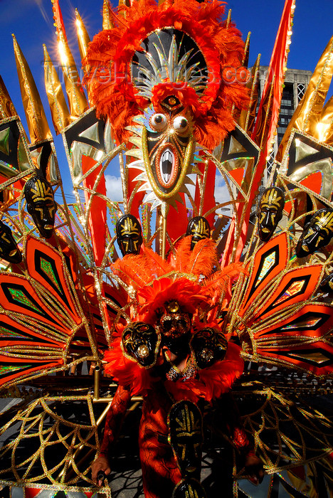 trinidad-tobago89: Port of Spain, Trinidad and Tobago: mask and red feathers - carnival parade - photo by E.Petitalot - (c) Travel-Images.com - Stock Photography agency - Image Bank