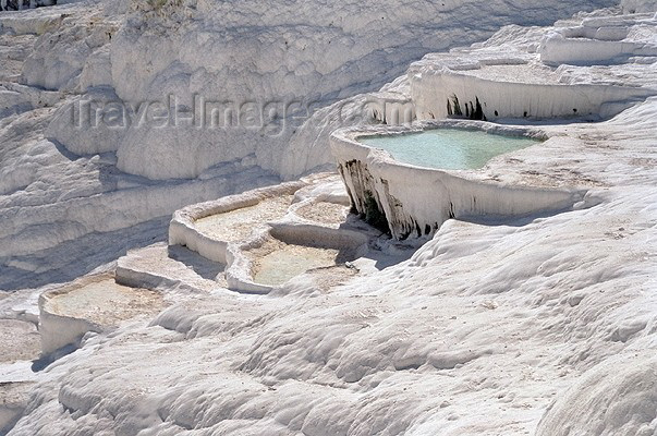 turkey106: Pamukkale, Denizli province, Aegean region, Turkey: travertine terraces - classical view - photo by J.Kaman - (c) Travel-Images.com - Stock Photography agency - Image Bank