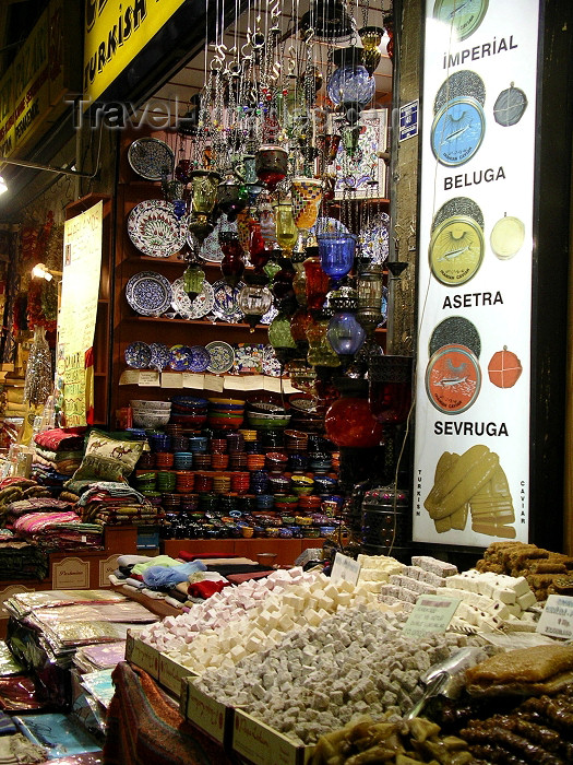 turkey139: Turkey - Istanbul / Constantinople / IST: grand bazaar - caviar explained - photo by R.Wallace - (c) Travel-Images.com - Stock Photography agency - Image Bank