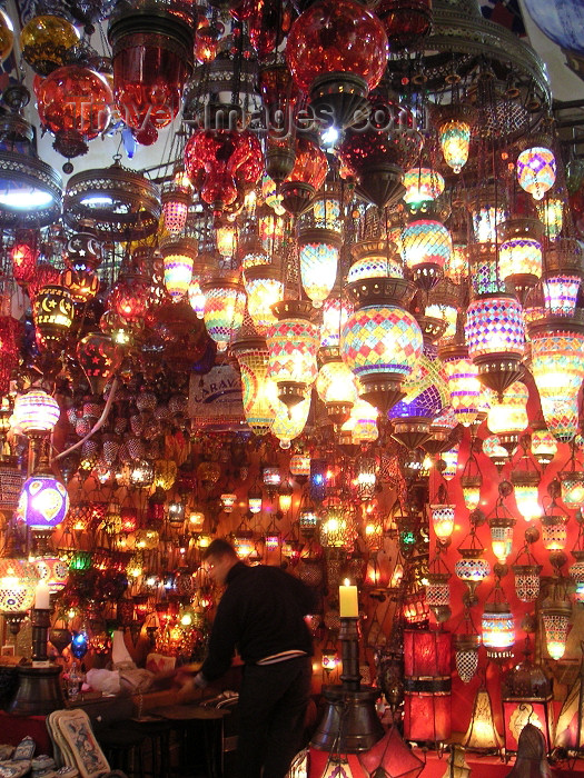 turkey170: Istanbul, Turkey: colourful Turkish lamps for sale in the Grand Bazaar - photo by A.Kilroy - (c) Travel-Images.com - Stock Photography agency - Image Bank