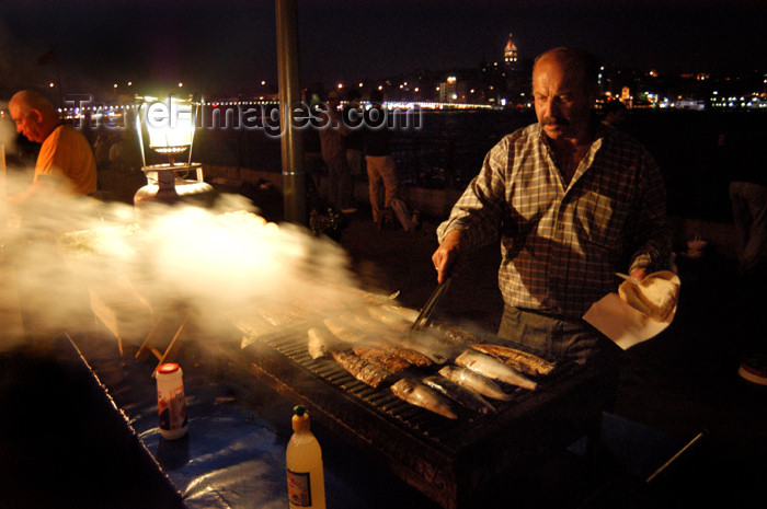 turkey174: Istanbul, Turkey: fish kebabs - street stall - photo by J.Wreford - (c) Travel-Images.com - Stock Photography agency - Image Bank