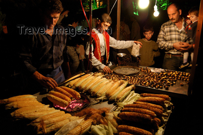 turkey184: Istanbul, Turkey: sweetcorn and roast chesntuts - street stall - photo by J.Wreford - (c) Travel-Images.com - Stock Photography agency - Image Bank