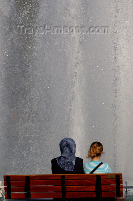 turkey204: Istanbul, Turkey: Turkish women with and without hijab - fountain - photo by J.Wreford - (c) Travel-Images.com - Stock Photography agency - Image Bank