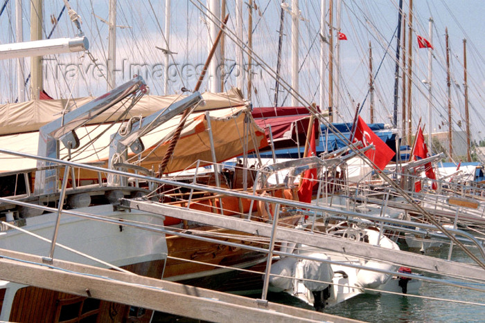 turkey235: Turkey - Bodrum: boat sterns - gullets in the marina - photo by M.Bergsma - (c) Travel-Images.com - Stock Photography agency - Image Bank