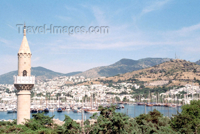 turkey242: Turkey - Bodrum / Halikarnassos / Halicarnassus: marina and minaret - view from Peter's Crusaders castle - photo by M.Bergsma - (c) Travel-Images.com - Stock Photography agency - Image Bank