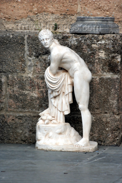 turkey344: Turkey - Aspendos / Belkis (Antalya province): bent statue - classical statue - photo by C.Roux - (c) Travel-Images.com - Stock Photography agency - Image Bank