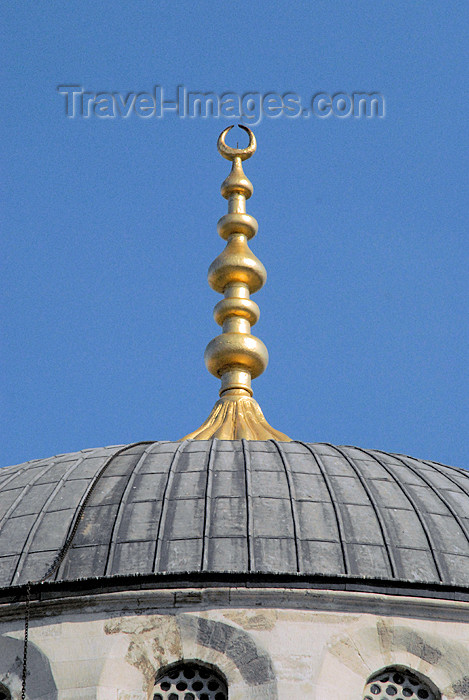 turkey388: Istanbul, Turkey: Blue mosque - crescent over the dome - Sultan Ahmet Camii - photo by M.Torres - (c) Travel-Images.com - Stock Photography agency - Image Bank