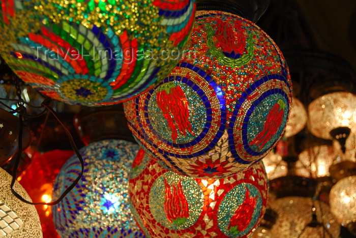 turkey456: Istanbul, Turkey: glass globes - lamps at the Spice Bazaar aka Egyptian Bazaar - Eminönü District - photo by M.Torres - (c) Travel-Images.com - Stock Photography agency - Image Bank