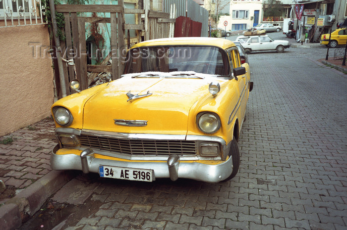 turkey496: Istanbul, Turkey: yellow classic car - 1950s Chevrolet  - photo by S.Lund - (c) Travel-Images.com - Stock Photography agency - Image Bank