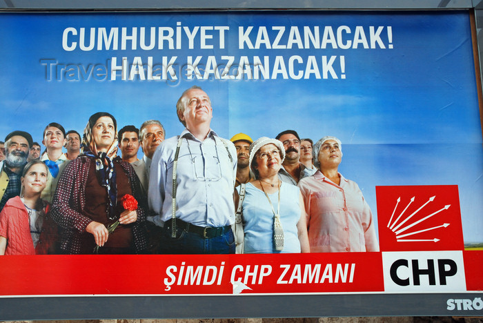 turkey554: Urfa / Edessa / Sanliurfa, Southeastern Anatolia, Turkey: electoral campaign - billboard for the Republican People's Party - centre-left  - CHP - Cumhuriyet Halk Partisi- photo by W.Allgöwer - (c) Travel-Images.com - Stock Photography agency - Image Bank