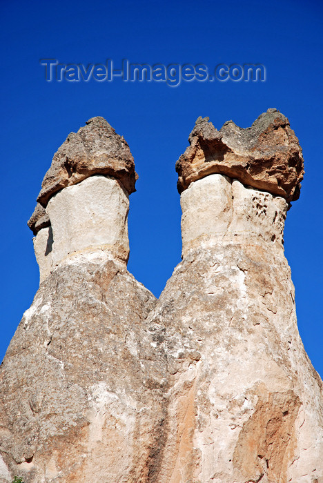 turkey647: Cappadocia - Göreme, Nevsehir province, Central Anatolia, Turkey: fairy chimneys - hard rocks resting on cone-shaped pinnacles - Valley of the Monks - Pasabagi Valley- photo by W.Allgöwer - (c) Travel-Images.com - Stock Photography agency - Image Bank
