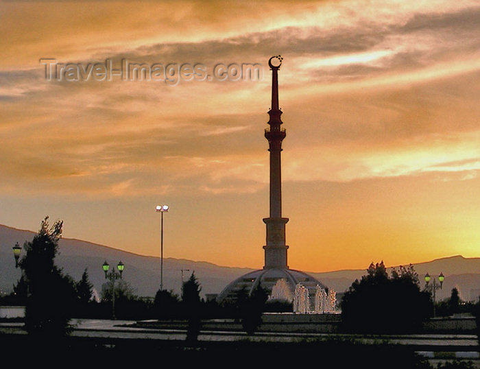 turkmenistan101: Ashgabat - Turkmenistan - Independence Monument - sunset - photo by G.Karamyanc / Travel-Images.com - (c) Travel-Images.com - Stock Photography agency - Image Bank