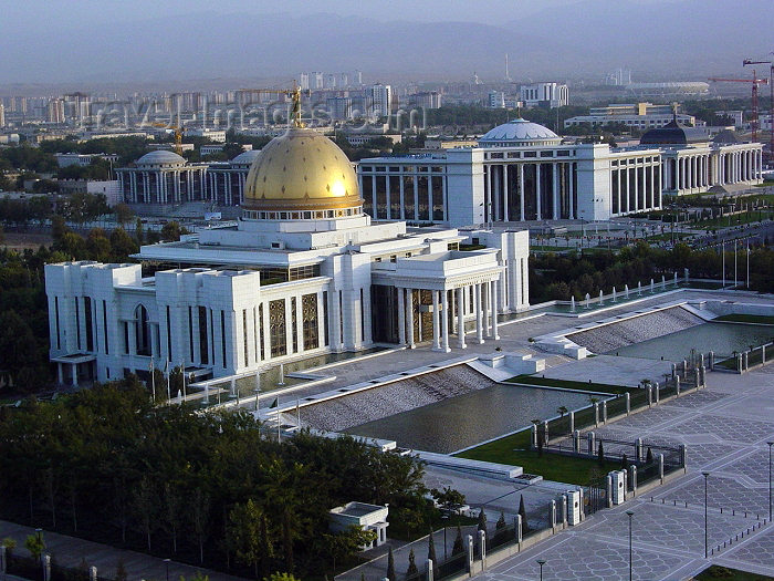 turkmenistan14: Turkmenistan - Ashghabat / Ashgabat / Ashkhabad / Ahal / ASB: the Palace of the Turkmenbashi, president Saparmurat Niyazov - tourist attraction - seen from the Arch of Neutrality - photo by Alejandro Slobodianik - (c) Travel-Images.com - Stock Photography agency - Image Bank