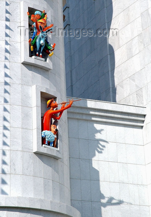 turkmenistan23: Turkmenistan - Ashghabat: puppet theater - detail - figures - flute player - architecture - photo by G.Karamyanc - (c) Travel-Images.com - Stock Photography agency - Image Bank