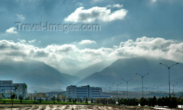 turkmenistan56: Turkmenistan - Ashghabat: Cardiology Center and the mountains - hospital - health - photo by G.Karamyanc - (c) Travel-Images.com - Stock Photography agency - Image Bank