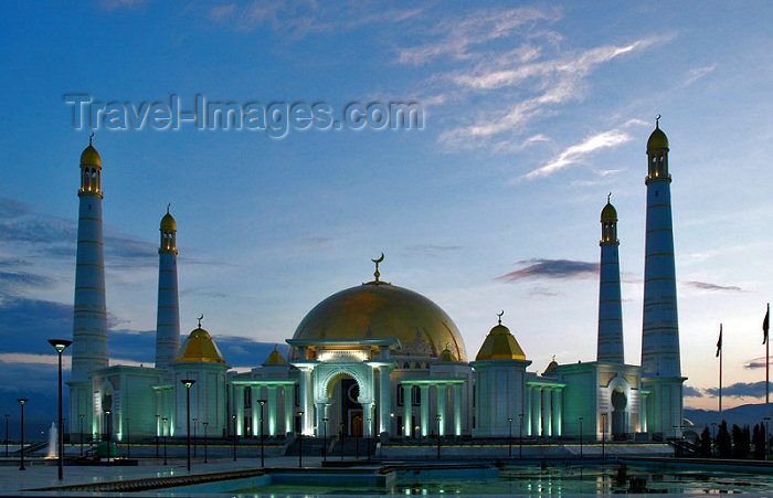 turkmenistan67: Turkmenistan - Ashgabat: Kipchak Mosque - dusk - photo by G.Karamyanc - (c) Travel-Images.com - Stock Photography agency - Image Bank