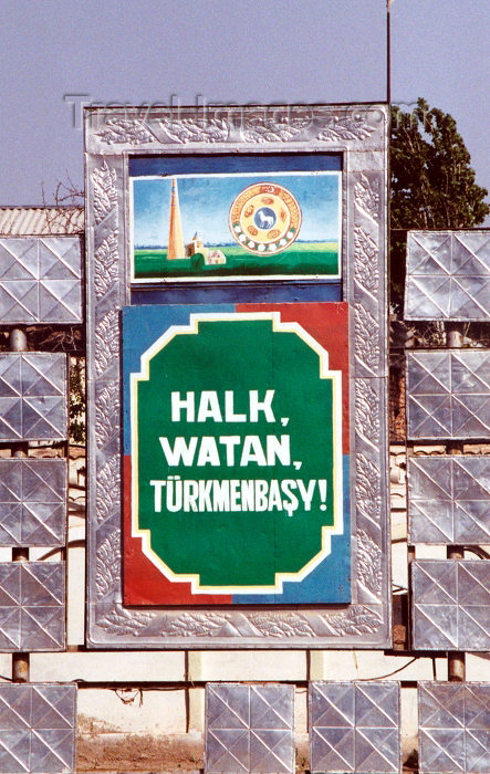turkmenistan7: Turkmenistan - Ashghabat: praising the Turkmenbashi - Halk Watan Turkmenbasy - propaganda (photo by G.Frysinger) - (c) Travel-Images.com - Stock Photography agency - Image Bank