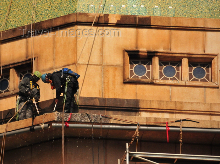 uganda115: Kampala, Uganda: Baha'i Temple on Kikaaya Hill - workers cleaning the facade with high pressure water - photo by M.Torres - (c) Travel-Images.com - Stock Photography agency - Image Bank