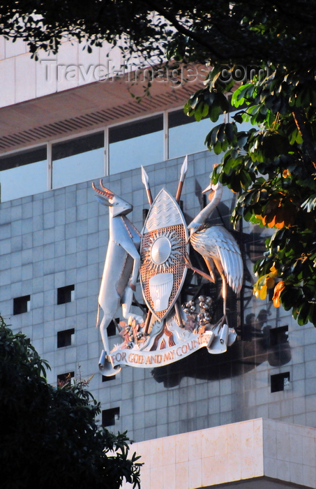 uganda135: Kampala, Uganda: Coat of Arms of Uganda, metal sculpture over the facade of the Parliament of the Republic of Uganda - photo by M.Torres - (c) Travel-Images.com - Stock Photography agency - Image Bank