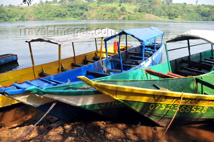 uganda144: Jinja, Uganda: source of the Nile river - boats on the eastern bank of the river - photo by M.Torres - (c) Travel-Images.com - Stock Photography agency - Image Bank