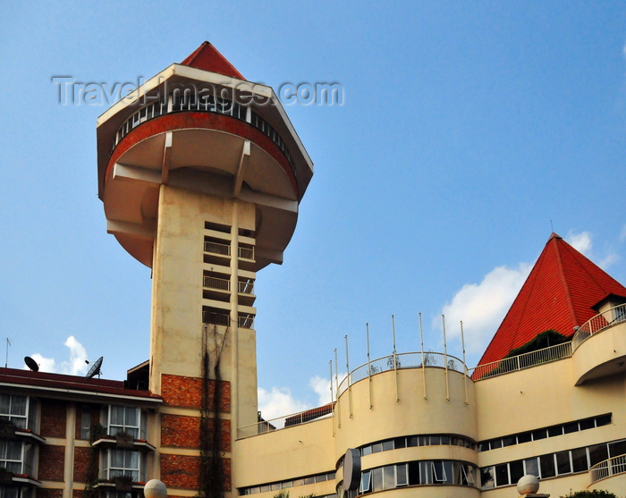 uganda67: Kampala, Uganda: Golf Course Hotel and Casino, with its panoramic tower, Yusuf Lule Road - seen fom below - photo by M.Torres - (c) Travel-Images.com - Stock Photography agency - Image Bank