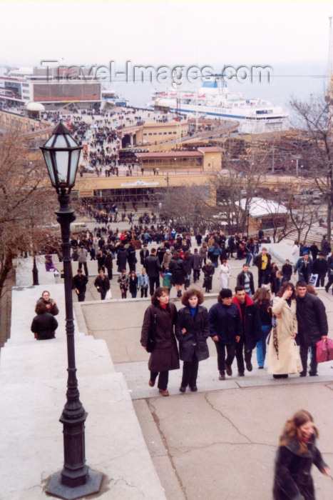 ukra17: Ukraine - Odessa / Odesa / ODS: endless stairways - top - view of the cruise terminal - location of Sergei Eisenstein's Battleship Potemkin (photo by Nacho Cabana) - (c) Travel-Images.com - Stock Photography agency - Image Bank