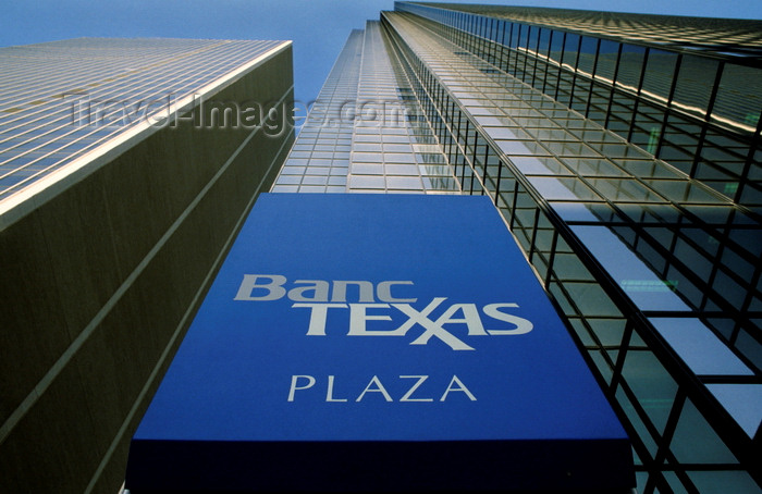 usa1066: Dallas, Texas, USA: Banc Texas Plaza - sign and curtain wall façade - skyscraper - photo by C.Lovell - (c) Travel-Images.com - Stock Photography agency - Image Bank