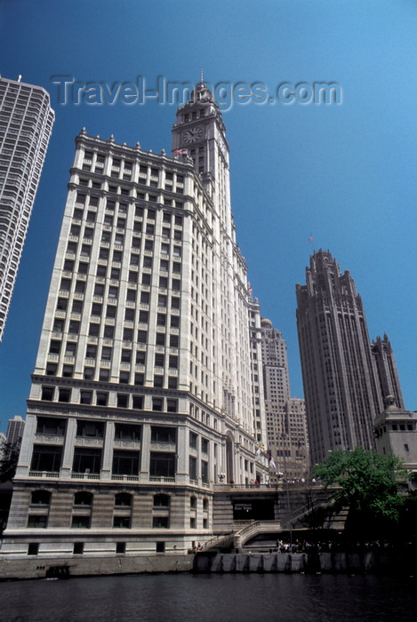 usa1069: Chicago, Illinois, USA: Wrigley Building and Tribune Tower as seen from the Chicago River - Chicago's 'Magnificent Mile' - photo by C.Lovell - (c) Travel-Images.com - Stock Photography agency - Image Bank