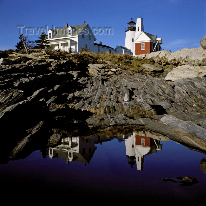 usa1091: Bristol, Maine, USA: Pemaquid Point Lighthouse (1827) with striated rock formations formed by glaciers - photo by C.Lovell - (c) Travel-Images.com - Stock Photography agency - Image Bank