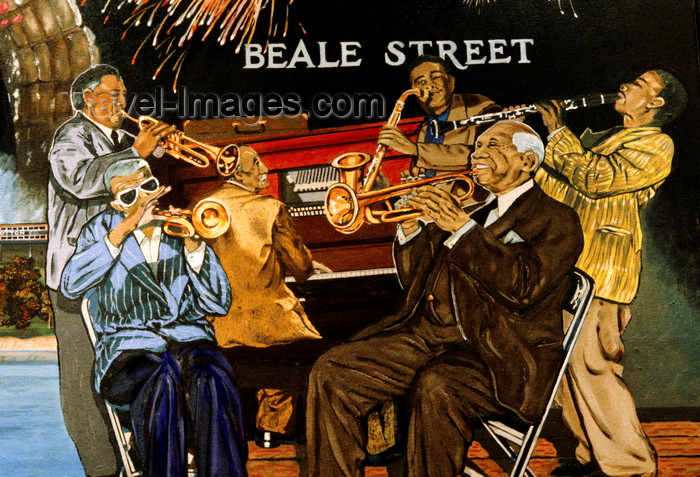 usa1105: Memphis, Tennessee, USA: mural of Beale Street Jazz musicians performing - African-American musicians - photo by C.Lovell - (c) Travel-Images.com - Stock Photography agency - Image Bank