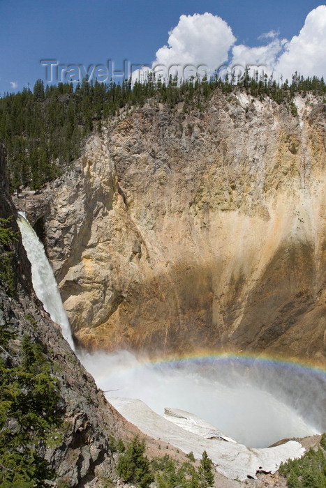 usa1281: Yellowstone National Park, Wyoming, USA: a rainbow forms in the mist of Lower Yellowstone Falls as the Yellowstone River water drops into the Grand Canyon of the Yellowstone - photo by C.Lovell - (c) Travel-Images.com - Stock Photography agency - Image Bank
