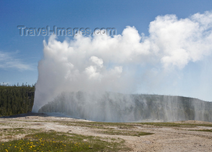 usa1287: Yellowstone National Park, Wyoming, USA: Old Faithful Geyser erupts hourly, sending as much as 8,400 gallons of boiling water 185 feet into the air - photo by C.Lovell - (c) Travel-Images.com - Stock Photography agency - Image Bank