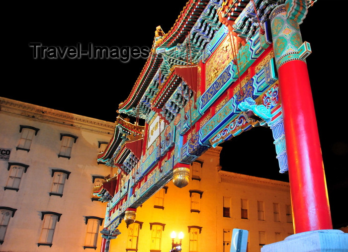 usa1320: Washington, D.C., USA: Chinatown Gateway Arch - seven-roof Chinese arch designed by Alfred Liu - H Street NW - nocturnal - Friendship Archway - photo by M.Torres - (c) Travel-Images.com - Stock Photography agency - Image Bank