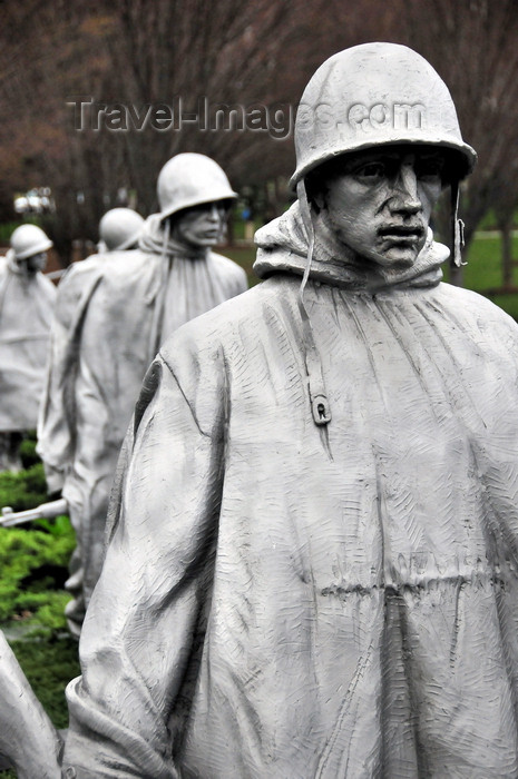 usa1328: Washington, D.C., USA: Korean War Veterans Memorial - US Army lead scout and other soldiers with ponchos - stainless steel sculptures - West Potomac Park - National Mall - photo by M.Torres - (c) Travel-Images.com - Stock Photography agency - Image Bank