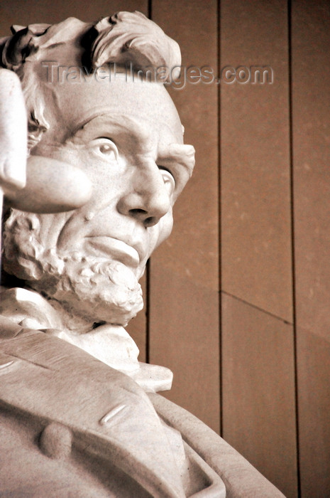 usa1330: Washington, D.C., USA: Lincoln Memorial - face in contemplation - close-up - photo by M.Torres - (c) Travel-Images.com - Stock Photography agency - Image Bank